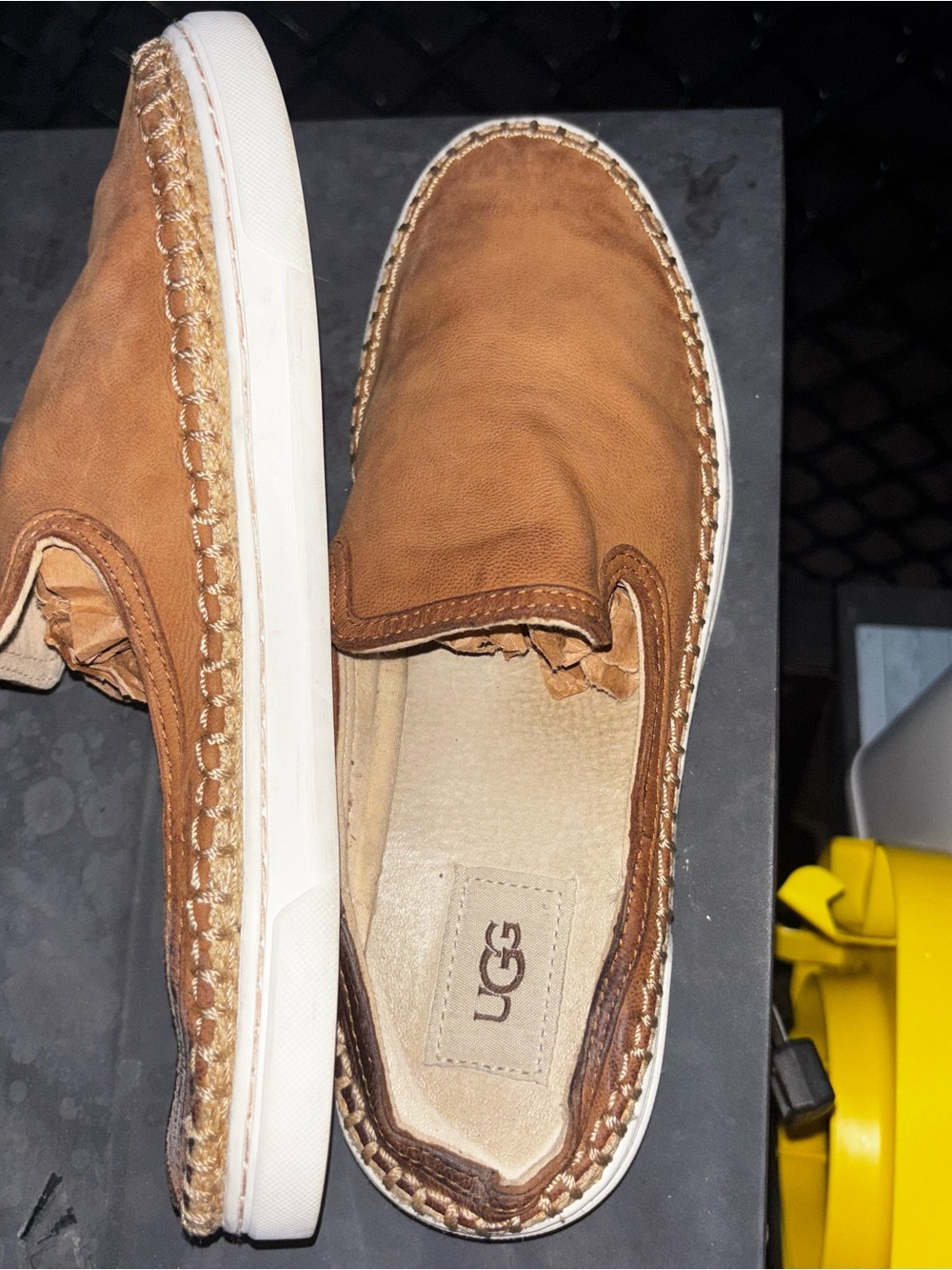 UGG Caleel Women's Cognac Leather Slip-On Casual Shoe - Picture 7 of 8